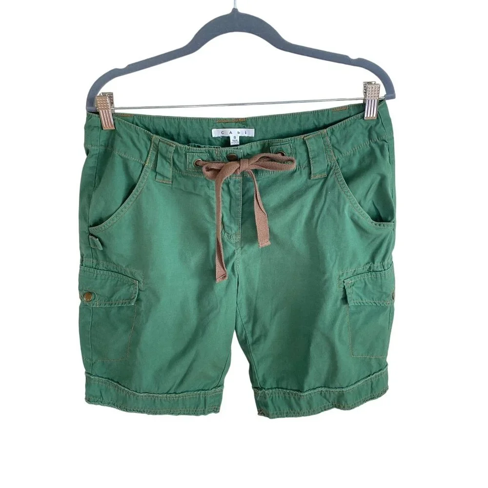 Cabi Women's 8 Green Cargo Bermuda Shorts 34x11” Style #342 - Picture 2 of 11
